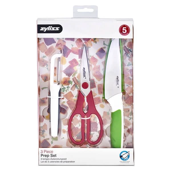 Zyliss 3 Piece Prep Set - Swivel Peeler, Scissors & 13cm Utility Knife 1 Zyliss 3 Piece Prep Set - Swivel Peeler, Scissors & 13cm Utility Knife