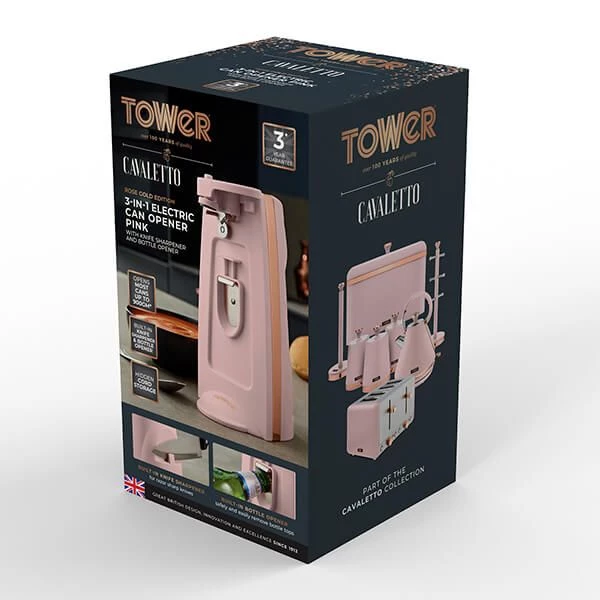 Tower Cavaletto Electric Can Opener Pink 2 Tower Cavaletto Electric Can Opener Pink - Image 2