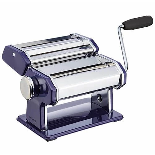 World Of Flavours Italian Deluxe Double Cutter Pasta Machine Blue 1 World Of Flavours Italian Deluxe Double Cutter Pasta Machine Blue